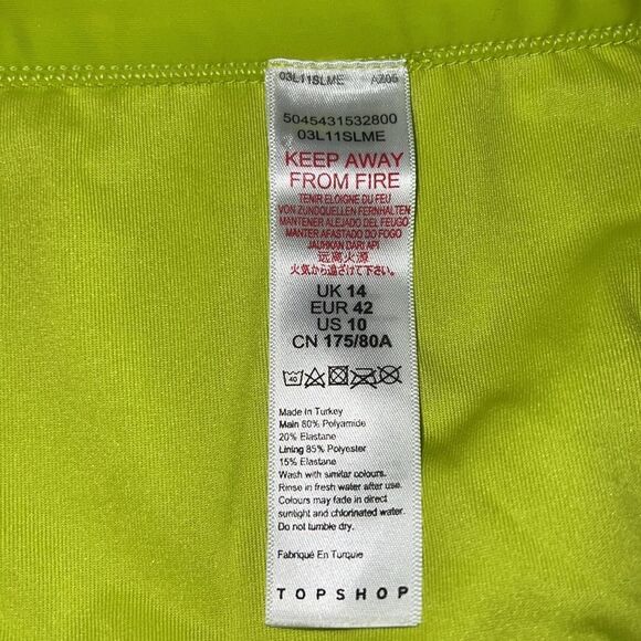 NWOT Topshop Lime Green Bikini Bottoms with Rings Size 10 - Picture 6 of 10